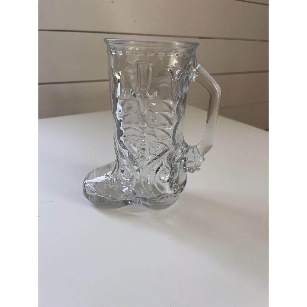 Vintage Libbey Cowboy Boot Glass Mugs Clear Glass CANADA 6" TALL